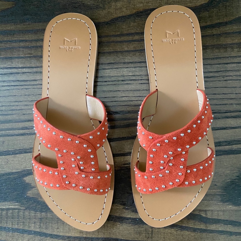 Marc Fisher Ramie Sandal Red Suede NWT